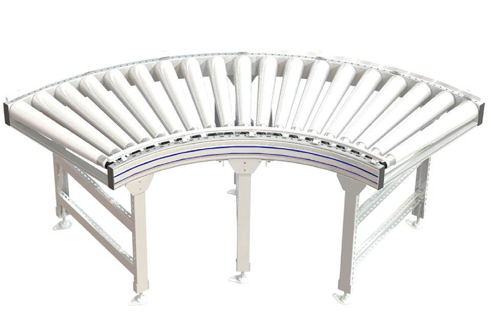 poly v belt curved roller conveyor